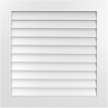 Ekena Millwork Vertical Surface Mount PVC Gable Vent: Non-Functional, w/3-1/2"W x 1"H, Standard Frame, 34"W x 34"H GVPVE34X3401SN